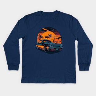 Old Car in Beach Kids Long Sleeve T-Shirt